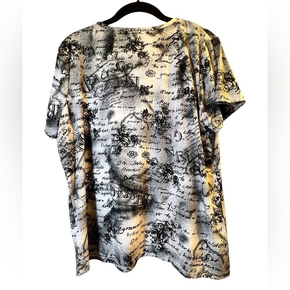 Sale Nygard Women's Blouse Size XL White Black V-neck Short Sleeves - Picture 9 of 13